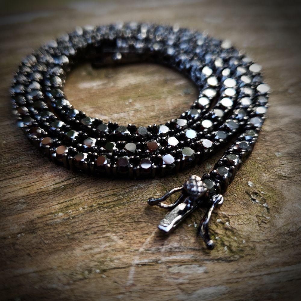 Black on Black Simulated Diamond Tennis Chain